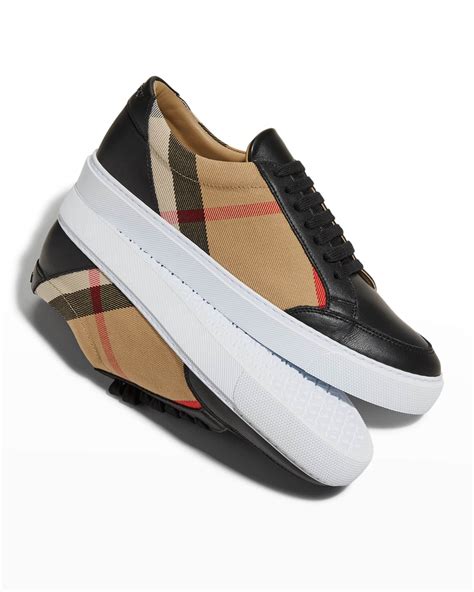 burberry salmond trainers|BURBERRY Salmond checked canvas and leather trainers.